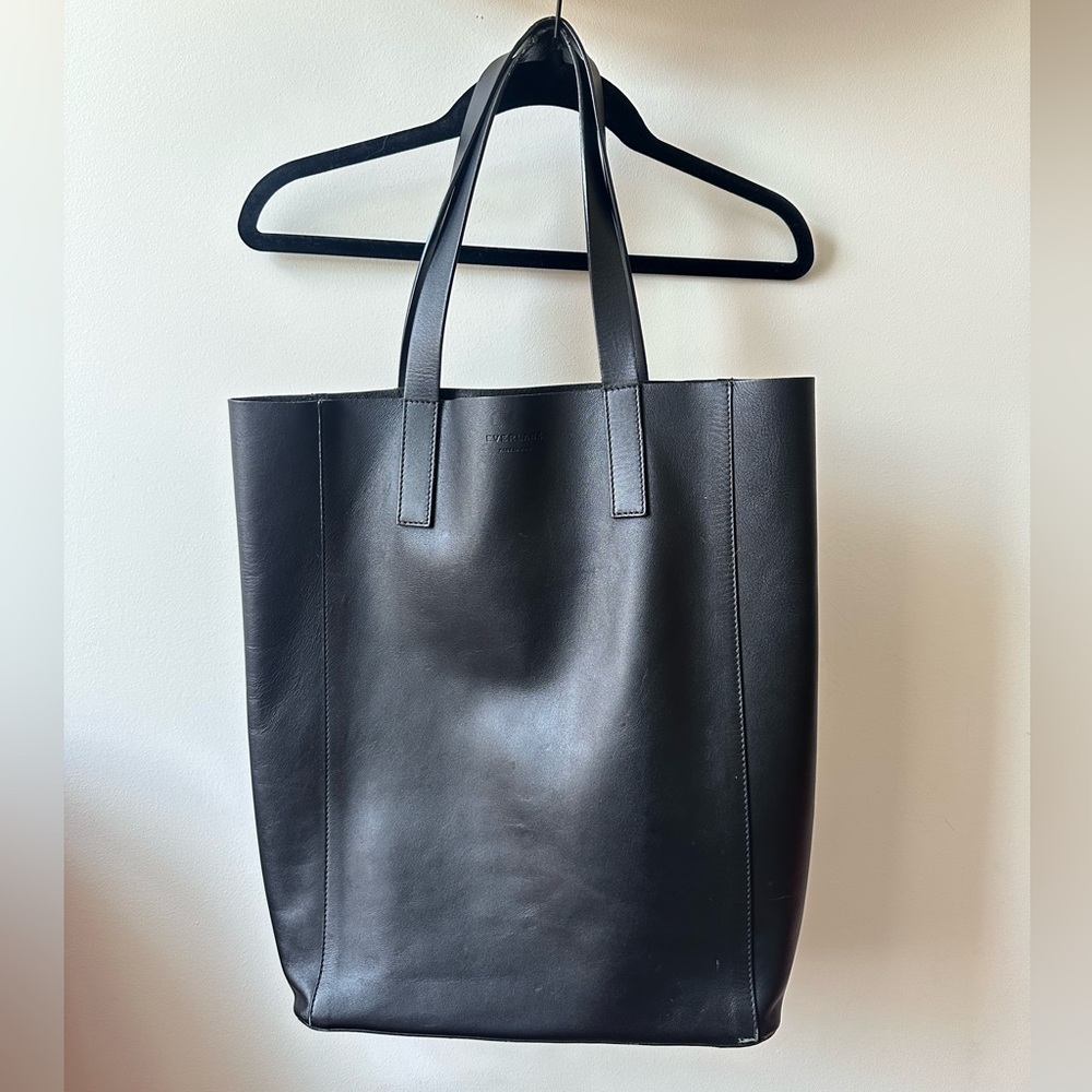 Everlane Black Leather Tote Bag